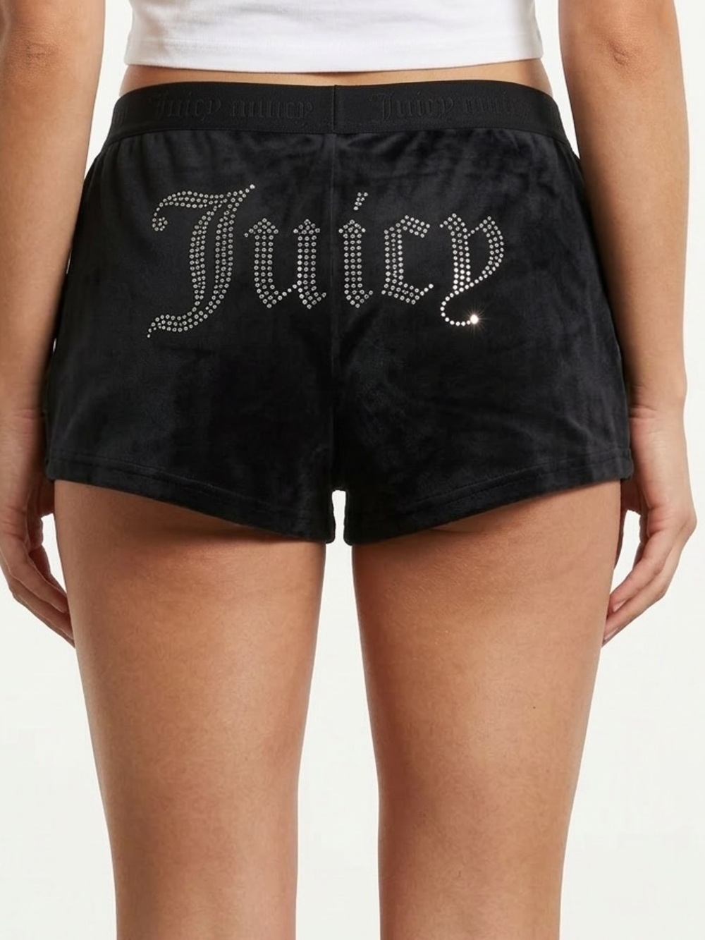 Juicy Couture Women’s Rhinestone Back Logo Lounge Shorts Black XL
